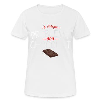 probleme chocolat humour tablette citation drole - T-shirt respirant Femme - blanc - Devant - AI Model Female 172 dark (172cm)