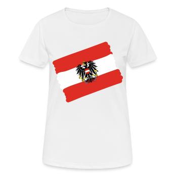 Österreich Fahne - Frauen T-Shirt atmungsaktiv - Weiß - Vorne - AI Model Female 172 dark (172cm)