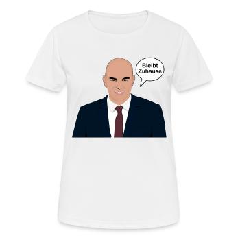 Alain Berset dit Rester à la maison - T-shirt respirant Femme - blanc - Devant - AI Model Female 172 dark (172cm)