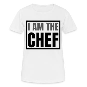 I am THE CHEF Je suis le chef humour franglais - T-shirt respirant Femme - blanc - Devant - AI Model Female 172 dark (172cm)