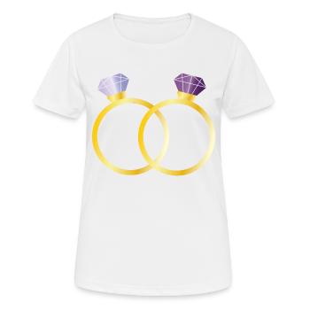 Two rings with purple diamonds - Women's Breathable T-Shirt - white - Front - AI Model Female 172 dark (172cm)