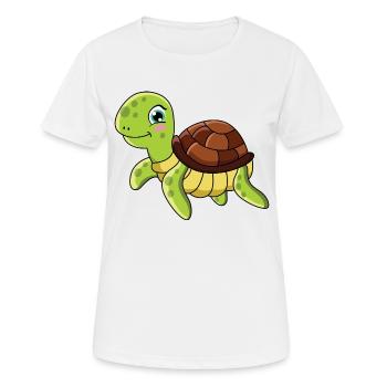 Tortue Dessin animé - T-shirt respirant Femme - blanc - Devant - AI Model Female 172 dark (172cm)