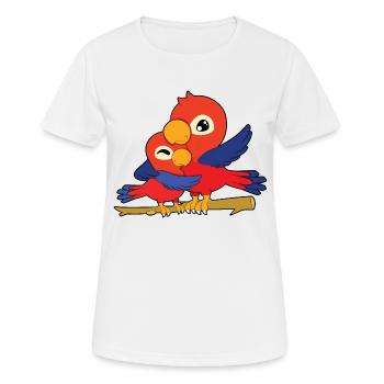 Papagei Familie Umarmen - Frauen T-Shirt atmungsaktiv - Weiß - Vorne - AI Model Female 172 dark (172cm)