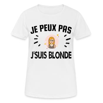 je peux pas je suis blonde - T-shirt respirant Femme - blanc - Devant - AI Model Female 172 dark (172cm)