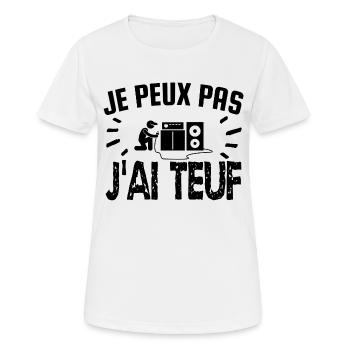 je peux pas j'ai teuf - T-shirt respirant Femme - blanc - Devant - AI Model Female 172 dark (172cm)