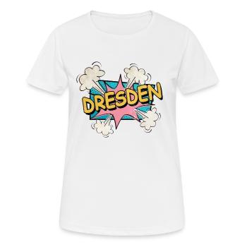 Dresden Germany City Font Pop Art Comic - Women's Breathable T-Shirt - white - Front - AI Model Female 172 dark (172cm)