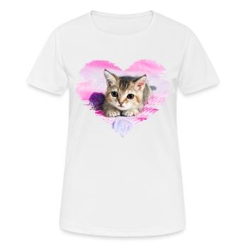 doux chaton dans un cœur - T-shirt respirant Femme - blanc - Devant - AI Model Female 172 dark (172cm)