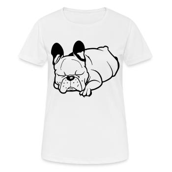 Schlafende Französische Bulldogge Faulenzer - Frauen T-Shirt atmungsaktiv - Weiß - Vorne - AI Model Female 172 dark (172cm)