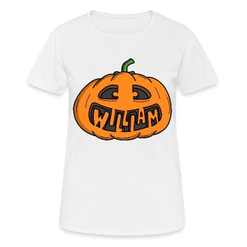 Citrouille William Halloween - T-shirt respirant Femme - blanc - Devant - AI Model Female 172 dark (172cm)