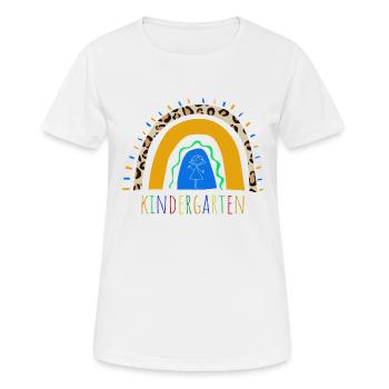 Jardin d’enfants Léopard Arc-en-ciel - T-shirt respirant Femme - blanc - Devant - AI Model Female 172 dark (172cm)