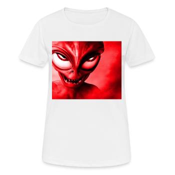 Alien with Sharp Teeth Design - Red - Women's Breathable T-Shirt - white - Front - AI Model Female 172 dark (172cm)