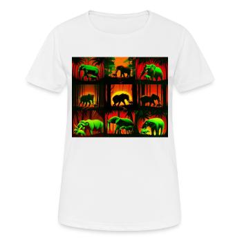 Elephants Pattern Design - Red/Green - Women's Breathable T-Shirt - white - Front - AI Model Female 172 dark (172cm)