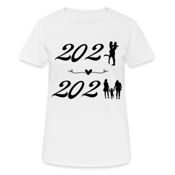 Annonce grossesse 2023 - T-shirt respirant Femme - blanc - Devant - AI Model Female 172 dark (172cm)