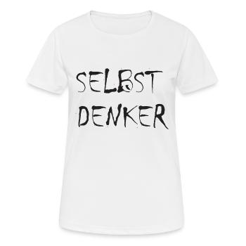 Selbstdenker Aufgewacht Aufwachen Verschwörung - Frauen T-Shirt atmungsaktiv - Weiß - Vorne - AI Model Female 172 dark (172cm)