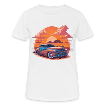 Lebendiger Sonnenuntergang in der Wüste - Frauen T-Shirt atmungsaktiv - Weiß - Vorne - AI Model Female 172 dark (172cm)