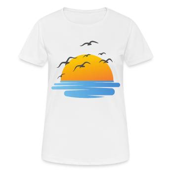 Sonnenuntergang und Wasservögel - Frauen T-Shirt atmungsaktiv - Weiß - Vorne - AI Model Female 172 dark (172cm)