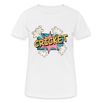 Cricket Pop Art Cartoon Comic Schrift Sport - Frauen T-Shirt atmungsaktiv - Weiß - Vorne - AI Model Female 172 dark (172cm)