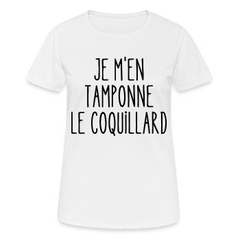 je m'en tamponne le coquillard - T-shirt respirant Femme - blanc - Devant - AI Model Female 172 dark (172cm)