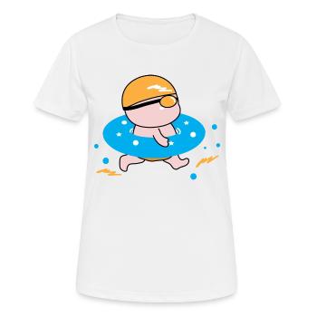 Glücklicher Junge genießt das Schwimmen - Frauen T-Shirt atmungsaktiv - Weiß - Vorne - AI Model Female 172 dark (172cm)
