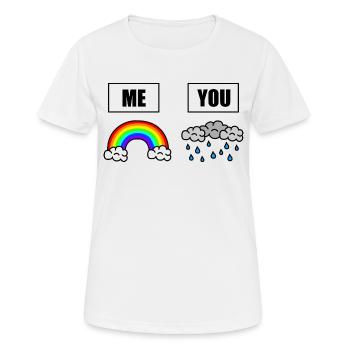 Welt voller Regenwolken - sei der Regenbogen - Frauen T-Shirt atmungsaktiv - Weiß - Vorne - AI Model Female 172 dark (172cm)