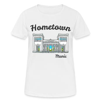 Ville natale de Munich, Bavière, Dessin à la main des propylées - T-shirt respirant Femme - blanc - Devant - AI Model Female 172 dark (172cm)
