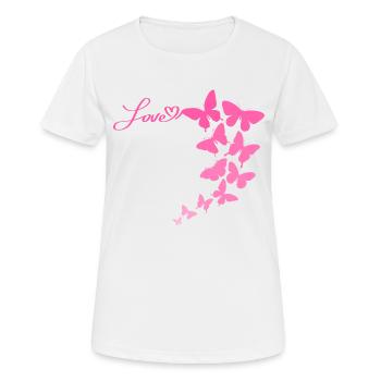 Love butterfly pink nature butterfly - Women's Breathable T-Shirt - white - Front - AI Model Female 172 dark (172cm)