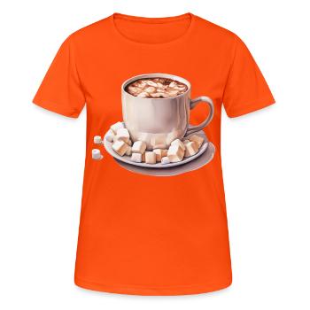 Heiße Schokolade - Frauen T-Shirt atmungsaktiv - Neonorange - Vorne - AI Model Female 172 dark (172cm)