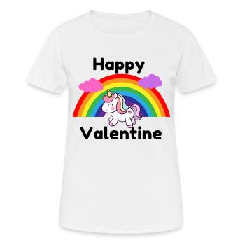 happy valentines day, rainbow,einhorn - Frauen T-Shirt atmungsaktiv - Weiß - Vorne - AI Model Female 172 dark (172cm)