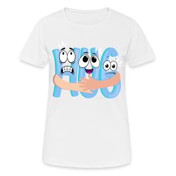Blue Cartoon Cuddle - Humorous - Women's Breathable T-Shirt - white - Front - AI Model Female 172 dark (172cm)