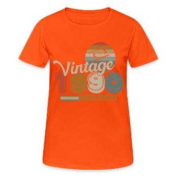 1990 - Women's Breathable T-Shirt - neon orange - Front - AI Model Female 172 dark (172cm)