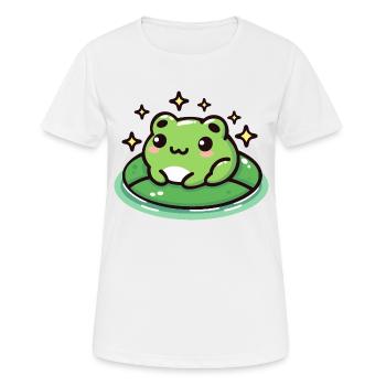 Frog on Lilypad: Cute and Magical - Women's Breathable T-Shirt - white - Front - AI Model Female 172 dark (172cm)