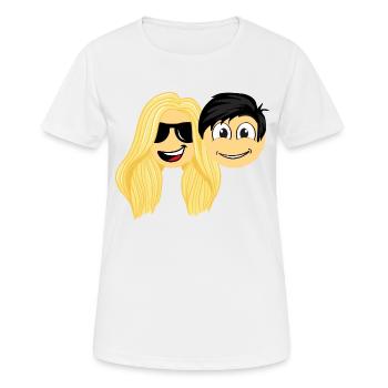 Couple in love blonde woman and brunette man - Women's Breathable T-Shirt - white - Front - AI Model Female 172 dark (172cm)