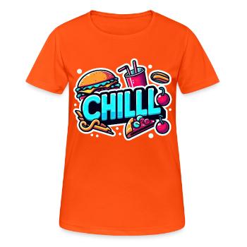 Chill Sticker - Women's Breathable T-Shirt - neon orange - Front - AI Model Female 172 dark (172cm)