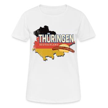 Thüringen Deutschland Retro Bundesland Souvenir - Frauen T-Shirt atmungsaktiv - Weiß - Vorne - AI Model Female 172 dark (172cm)