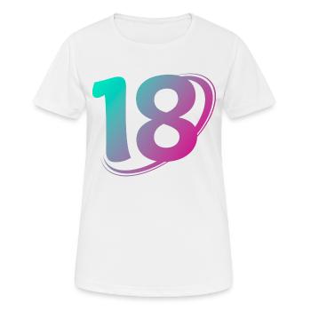 Nummer 18 mehrfarbig - Frauen T-Shirt atmungsaktiv - Weiß - Vorne - AI Model Female 172 dark (172cm)