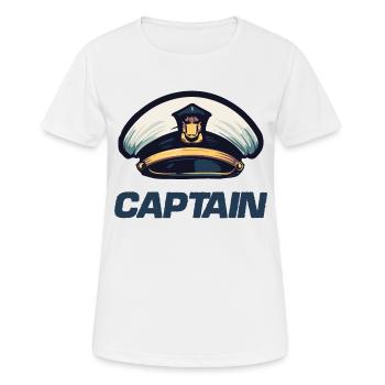 Captain Matrose Mütze - Frauen T-Shirt atmungsaktiv - Weiß - Vorne - AI Model Female 172 dark (172cm)