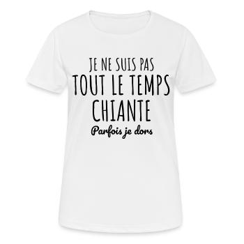 Je ne suis pas chiante tout le temps - T-shirt respirant Femme - blanc - Devant - AI Model Female 172 dark (172cm)