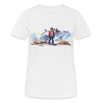 Snowboarder in den Bergen Snowboarder in the - Frauen T-Shirt atmungsaktiv - Weiß - Vorne - AI Model Female 172 dark (172cm)