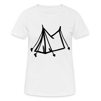 Zelt - Frauen T-Shirt atmungsaktiv - Weiß - Vorne - AI Model Female 172 dark (172cm)