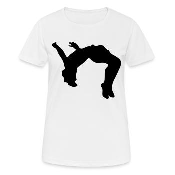 Backflip, Rückwärtsalto - Frauen T-Shirt atmungsaktiv - Weiß - Vorne - AI Model Female 172 dark (172cm)