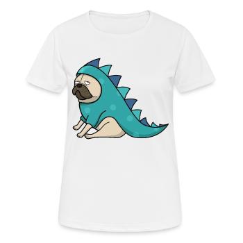 Dino Pug - Frauen T-Shirt atmungsaktiv - Weiß - Vorne - AI Model Female 172 dark (172cm)