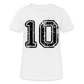 10 - Nummer - Frauen T-Shirt atmungsaktiv - Weiß - Vorne - AI Model Female 172 dark (172cm)