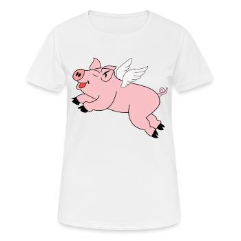 Pig Flying Gift - Women's Breathable T-Shirt - white - Front - AI Model Female 172 dark (172cm)