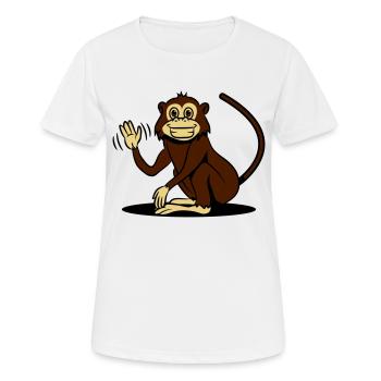 affe witzig lieb winken - Frauen T-Shirt atmungsaktiv - Weiß - Vorne - AI Model Female 172 dark (172cm)