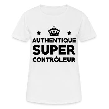 Contrôleur / Controleur / Bus / Transport - T-shirt respirant Femme - blanc - Devant - AI Model Female 172 dark (172cm)