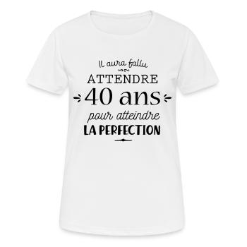 Anniversaire 40 ans - T-shirt respirant Femme - blanc - Devant - AI Model Female 172 dark (172cm)