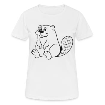 Biber suess lieb niedlich baby kind Holz Damm Wass - Frauen T-Shirt atmungsaktiv - Weiß - Vorne - AI Model Female 172 dark (172cm)