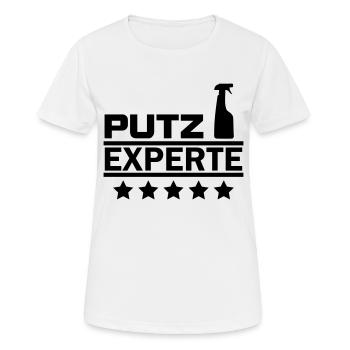 putz experte - Frauen T-Shirt atmungsaktiv - Weiß - Vorne - AI Model Female 172 dark (172cm)