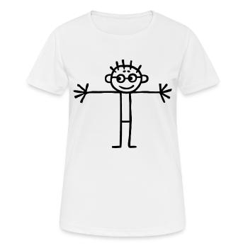 Image d'enfants bâton figure garçon garçon écolier - T-shirt respirant Femme - blanc - Devant - AI Model Female 172 dark (172cm)