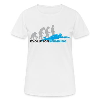 evolution swimming, swim, schwimmen, Schwimmer - Frauen T-Shirt atmungsaktiv - Weiß - Vorne - AI Model Female 172 dark (172cm)
